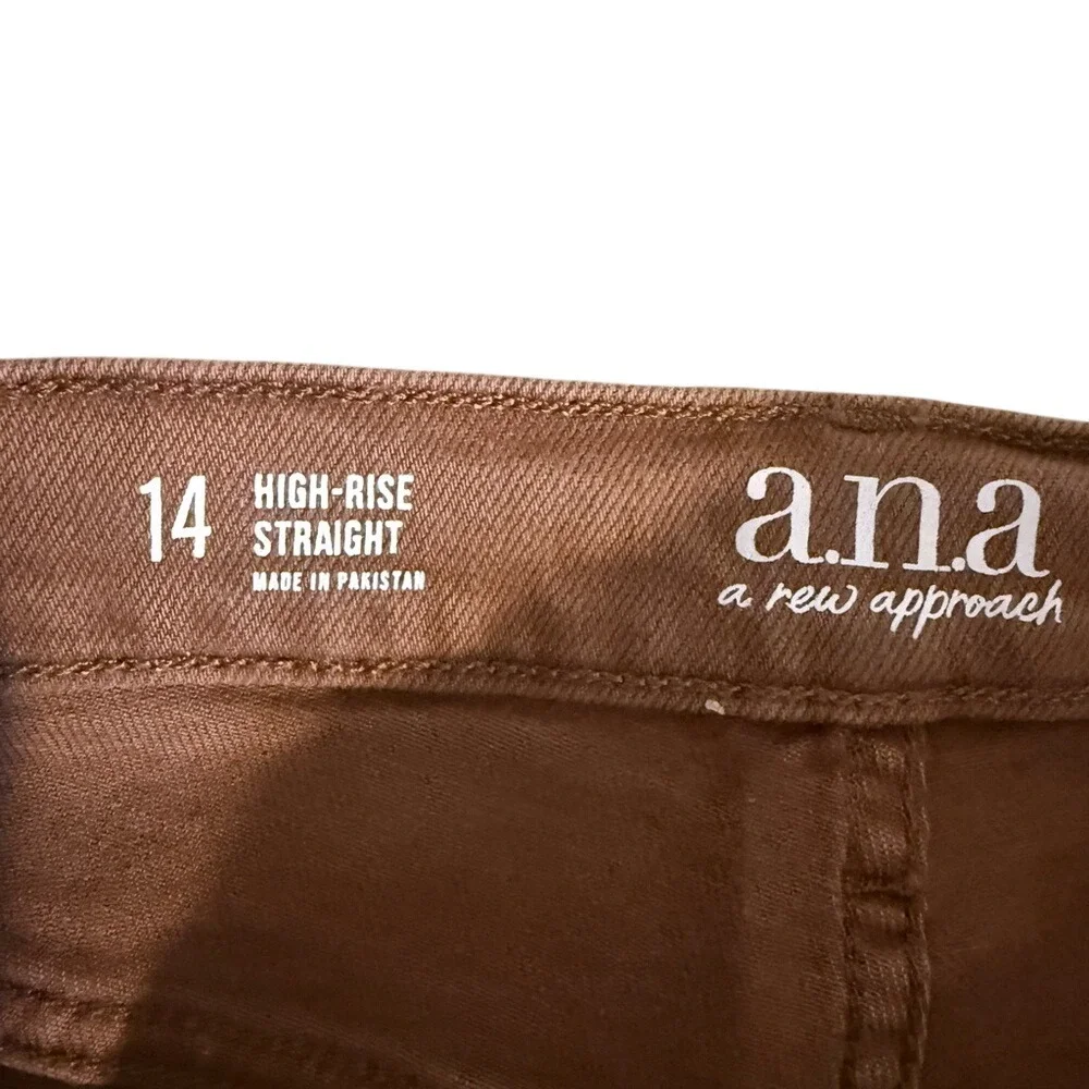 ANA A NEW APPROACH High Rise Straight Leg Brown Jeans‎ Size 14